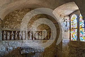 Inside the castle in the medieval town of Vogue in Ardeche, France