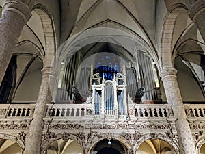 Inside the Cathedral of Notre Dame of Luxemburg City, outside the wall in Luxembourg