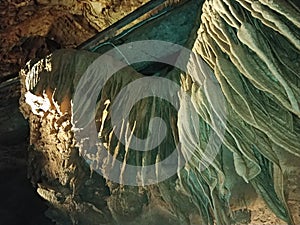 Inside of a cave in Branson Missouri 300 feet down