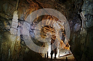 Inside the cave - landmark attraction in Romania