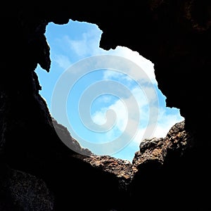 Cave in Vestmannaeyar Iceland