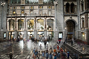 Inside the central train station in Antwerp