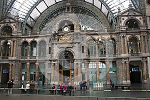 Inside the central train station in Antwerp