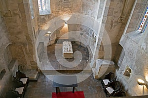 Inside the chapel of Corvin Castle in Hunedoara, Romania