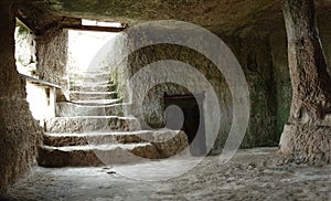 Inside Chufut-kale cave town, Crimea, Ukraine