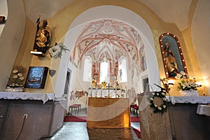 Inside of a church, altar.