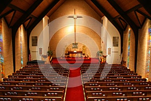 Inside of a church, balcony view