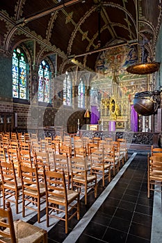 Inside the church of the Holy Blood in Bruges, Belgium