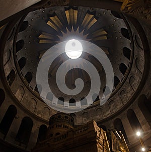 inside in the Church of the Holy Sepulcher