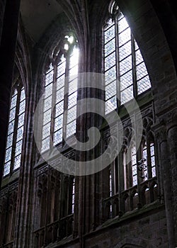 Inside the church of Mont Saint Michel, Normandy, France