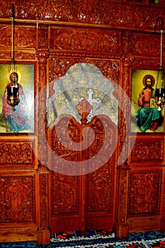 Inside the church of Saint Anna-Rohia monastery, situated in a natural and place, in Maramures, Transylvania