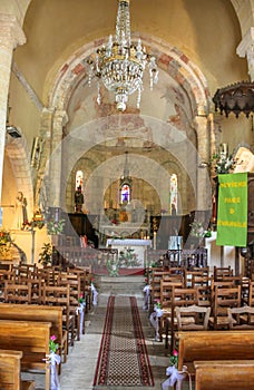 Inside of church of Saint-Julien, Nespouls, Correze, Limousin, France