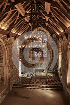 Inside church of Swords Castle Is A Historic building That Is Located in Swords, Dublin, Ireland. Travel place landmark.