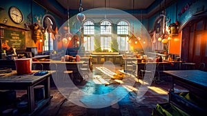 The inside of classroom is shown in this image. Generative AI