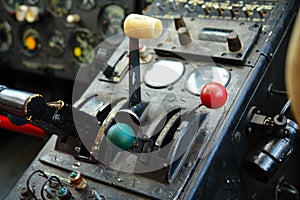 Inside the cockpit of the old plane