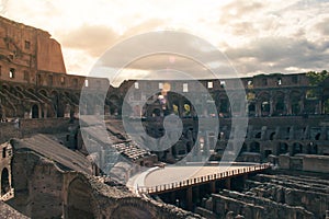 Inside the Colisseum in Rome, Italy. UNESCO World Heritage site