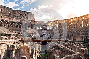 Inside the Colisseum in Rome, Italy. UNESCO World Heritage site