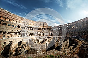 Inside of Colosseum in Rome, Italy