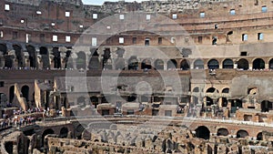 inside of Colosseum, rome, italy, timelapse, zoom out, 4k