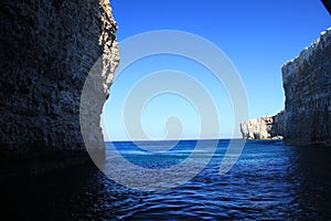 Inside Comino cave