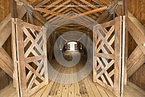 Inside the Comstock Covered Bridge in Colchester, Connecticut