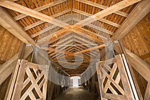 Inside the Comstock Covered Bridge in Colchester, Connecticut