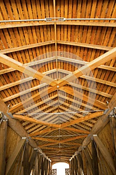 Inside the Comstock Covered Bridge in Colchester, Connecticut