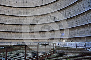 Inside a cooling tower