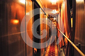 Inside of corridor in an old Train