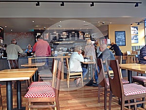 Inside a Costa coffee store.