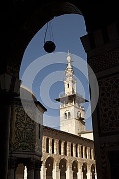 Inside the courtyard of the grand Umayyad Mosque, Damascus Old City, Syria.