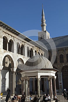 Inside the courtyard of the grand Umayyad Mosque, Damascus Old City, Syria.