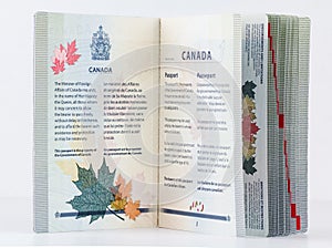 Inside cover Canadian passport 2014