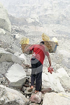 Inside of the crater of the volcano in Indonesia