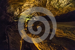 Inside of Cueva de los Verdes on the island of Lanzarote, Canary Islands, Spain