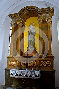 Inside the curch of the fortified saxon medieval church Ungra, Transylvania