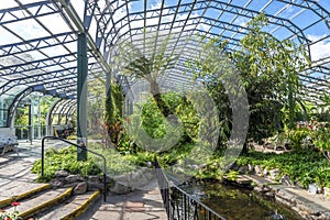 Inside of David Welch winter gardens near the main entrance in Duthie Park, Aberdeen