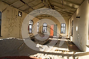 Inside of a delapitated building.