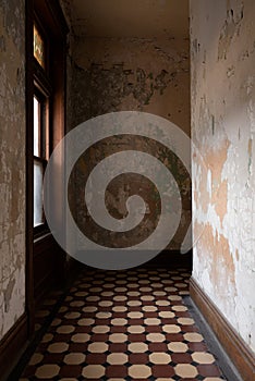 Derelict Hallway with Window - Ohio State Reformatory Prison - Mansfield, Ohio photo