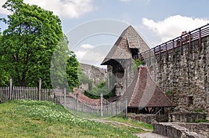 Inside the Eger fortress. Courtyard, defense wall, and enter to
