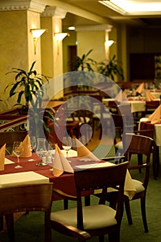 Inside elegant restaurant