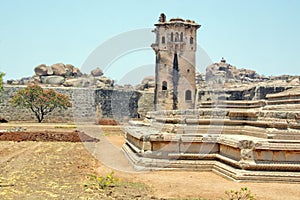 Inside at elephant stable at hampi karnataka india