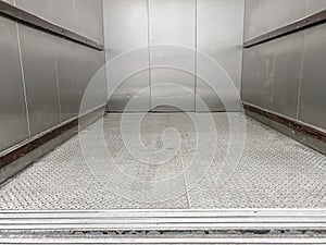 Inside empty elevator lift equipment
