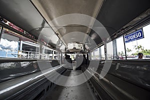 Inside of an empty Jeepney in Batangas.