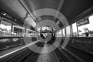 Inside of an empty Jeepney in Batangas.