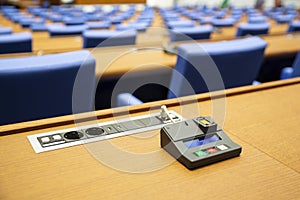 Inside of an empty parliament