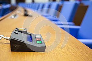 Inside of an empty parliament