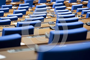 Inside of an empty parliament