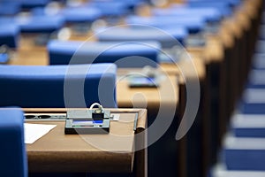 Inside of an empty parliament