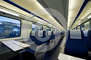 Inside of an empty passenger train car